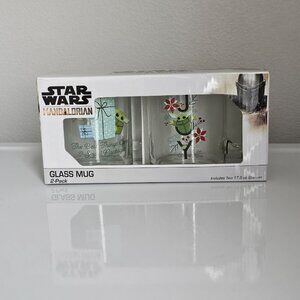 Star Wars Mandalorian Grogu Baby Yoda Glass Mug 2-Pack 17.5oz Christmas Holiday